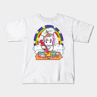 Unicorn Backing Cupcake Kids T-Shirt